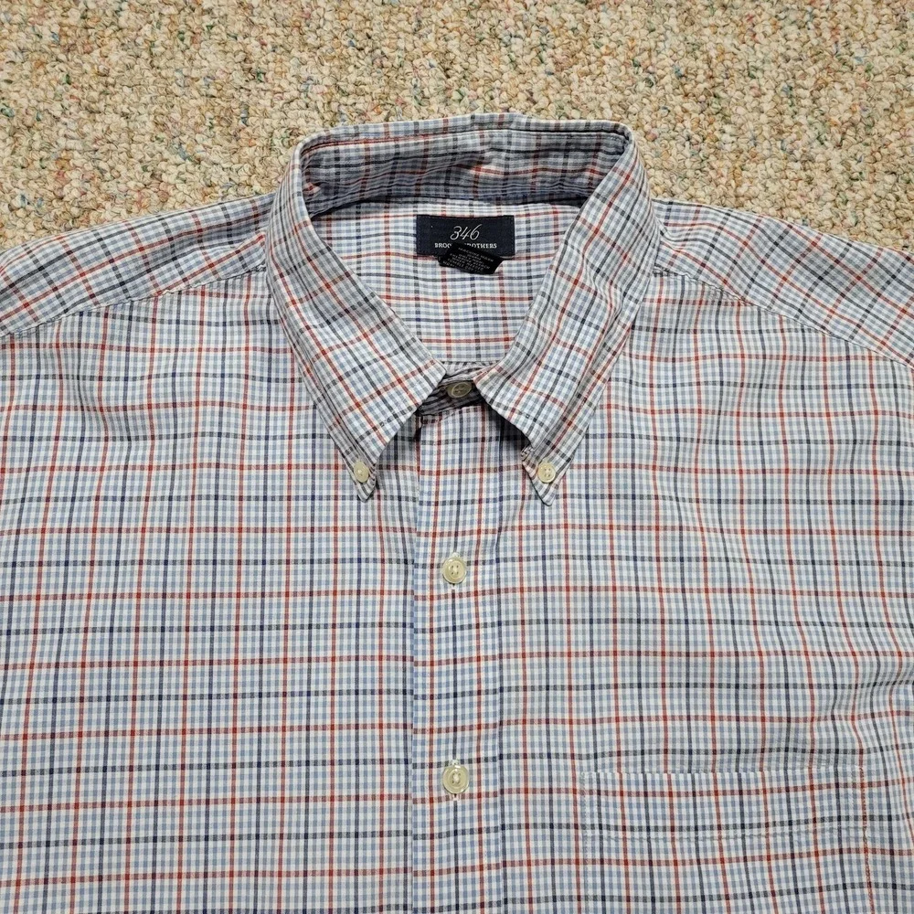 Brooks Brothers 346 Shirt Mens Large Multi Plaid Oxford Button Down Long Sleeve - Picture 2 of 13